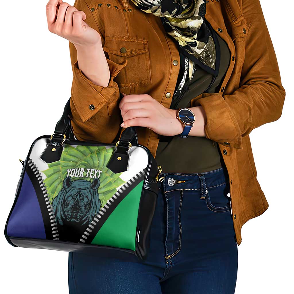 Personalised Lesotho Black Rhinoceros Shoulder Handbag With Aloe Polyphylla