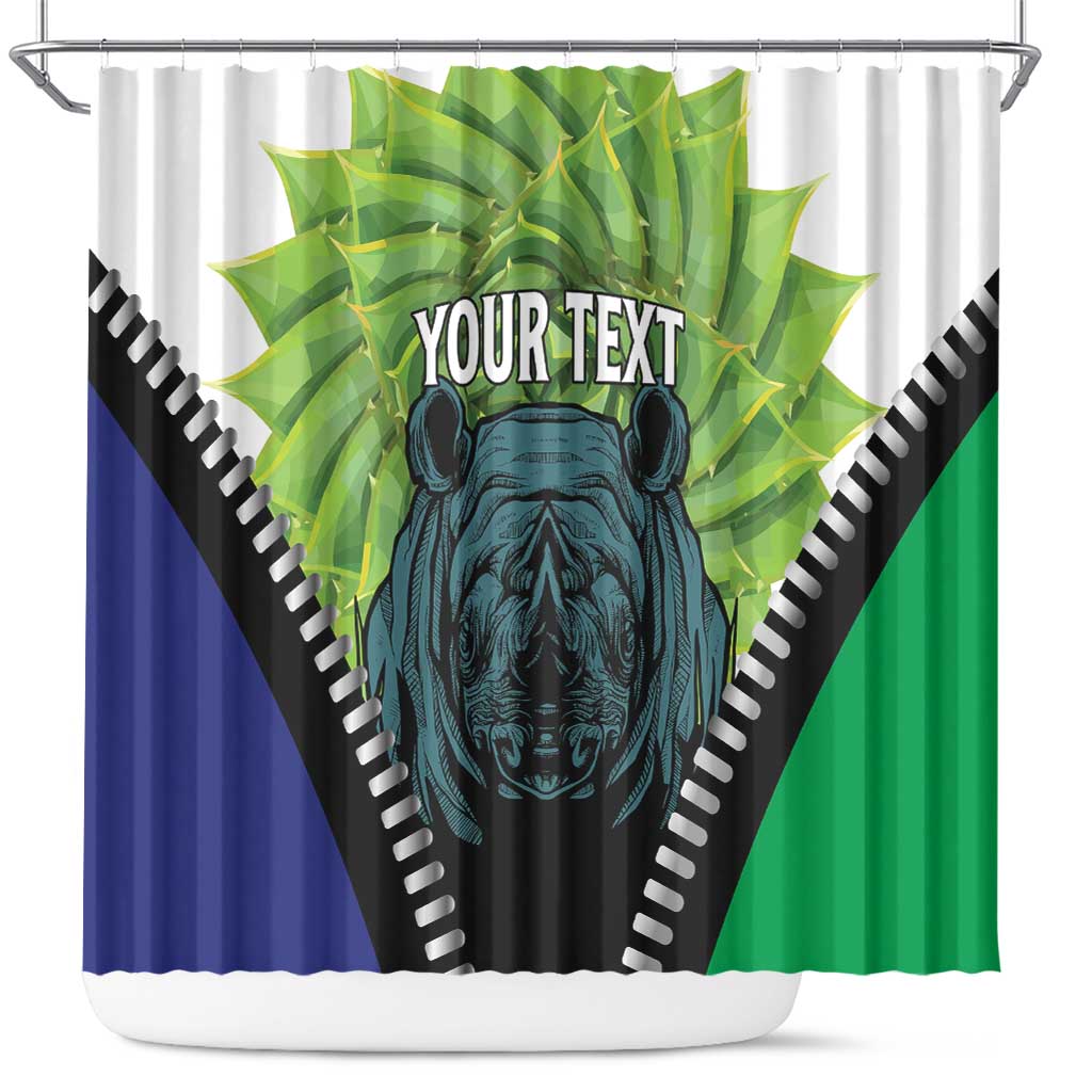 Personalised Lesotho Black Rhinoceros Shower Curtain With Aloe Polyphylla