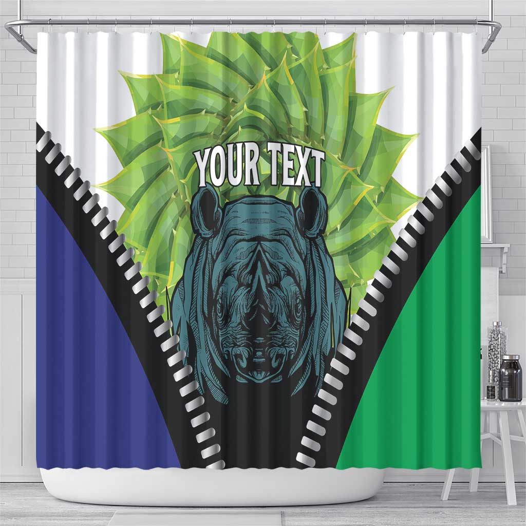 Personalised Lesotho Black Rhinoceros Shower Curtain With Aloe Polyphylla