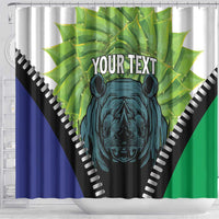 Personalised Lesotho Black Rhinoceros Shower Curtain With Aloe Polyphylla