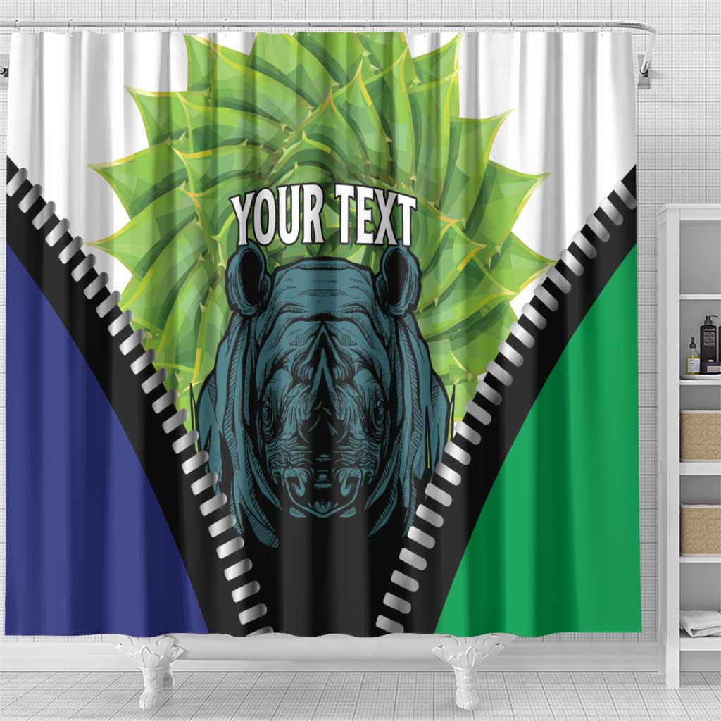 Personalised Lesotho Black Rhinoceros Shower Curtain With Aloe Polyphylla