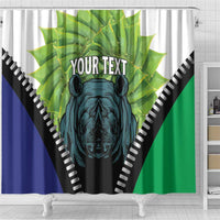 Personalised Lesotho Black Rhinoceros Shower Curtain With Aloe Polyphylla