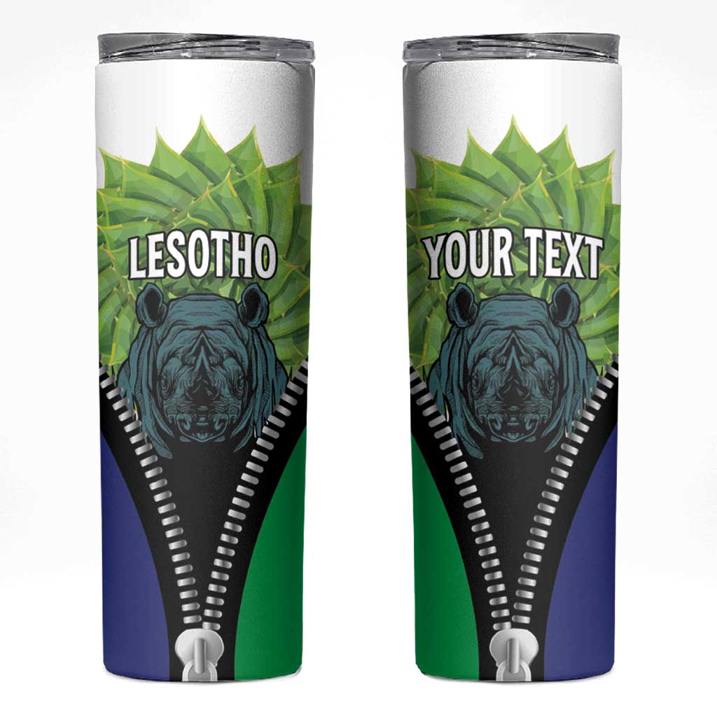 Personalised Lesotho Black Rhinoceros Skinny Tumbler With Aloe Polyphylla