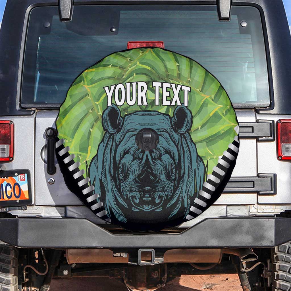 Personalised Lesotho Black Rhinoceros Spare Tire Cover With Aloe Polyphylla