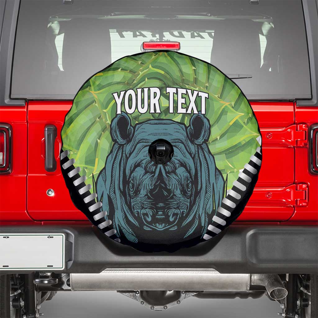 Personalised Lesotho Black Rhinoceros Spare Tire Cover With Aloe Polyphylla