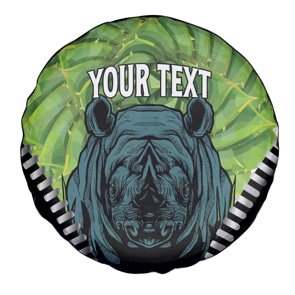 Personalised Lesotho Black Rhinoceros Spare Tire Cover With Aloe Polyphylla