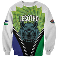 Personalised Lesotho Black Rhinoceros Sweatshirt With Aloe Polyphylla