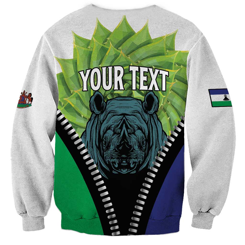 Personalised Lesotho Black Rhinoceros Sweatshirt With Aloe Polyphylla