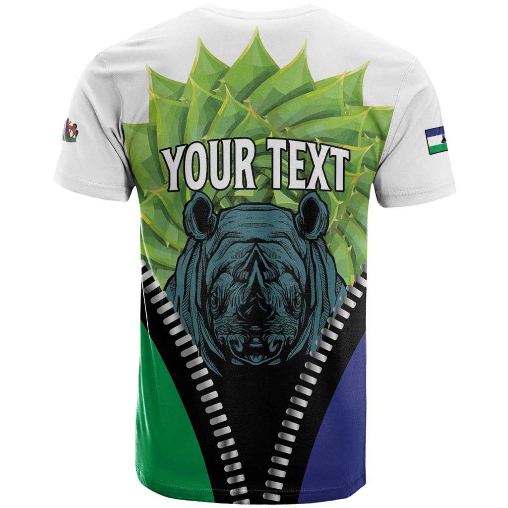 Personalised Lesotho Black Rhinoceros T Shirt With Aloe Polyphylla