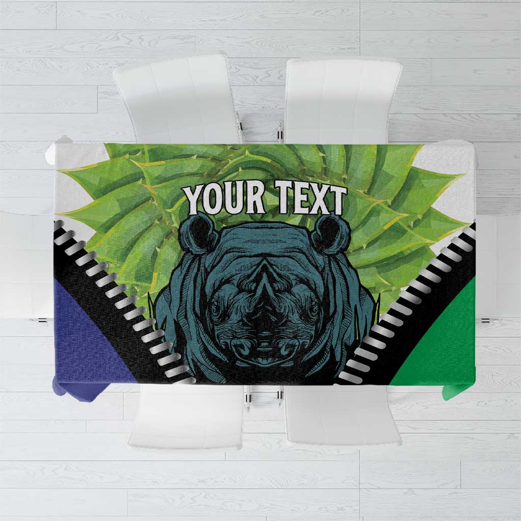 Personalised Lesotho Black Rhinoceros Tablecloth With Aloe Polyphylla