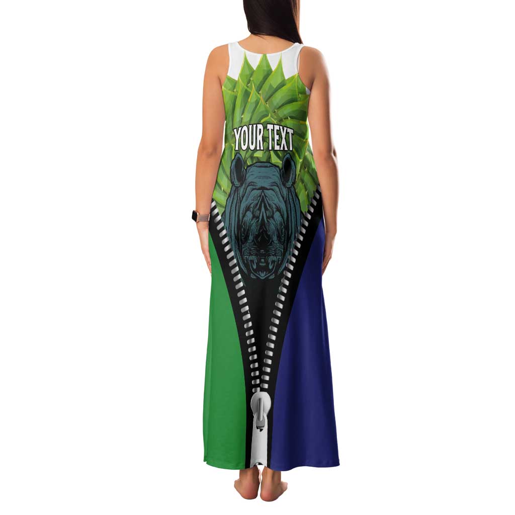 Personalised Lesotho Black Rhinoceros Tank Maxi Dress With Aloe Polyphylla
