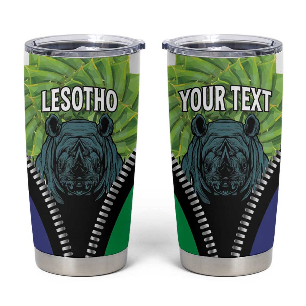Personalised Lesotho Black Rhinoceros Tumbler Cup With Aloe Polyphylla