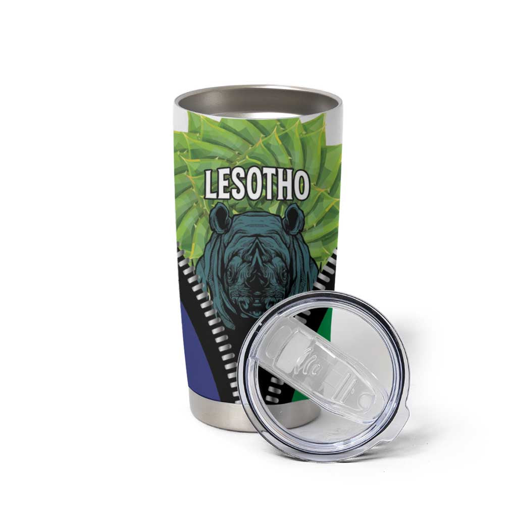 Personalised Lesotho Black Rhinoceros Tumbler Cup With Aloe Polyphylla