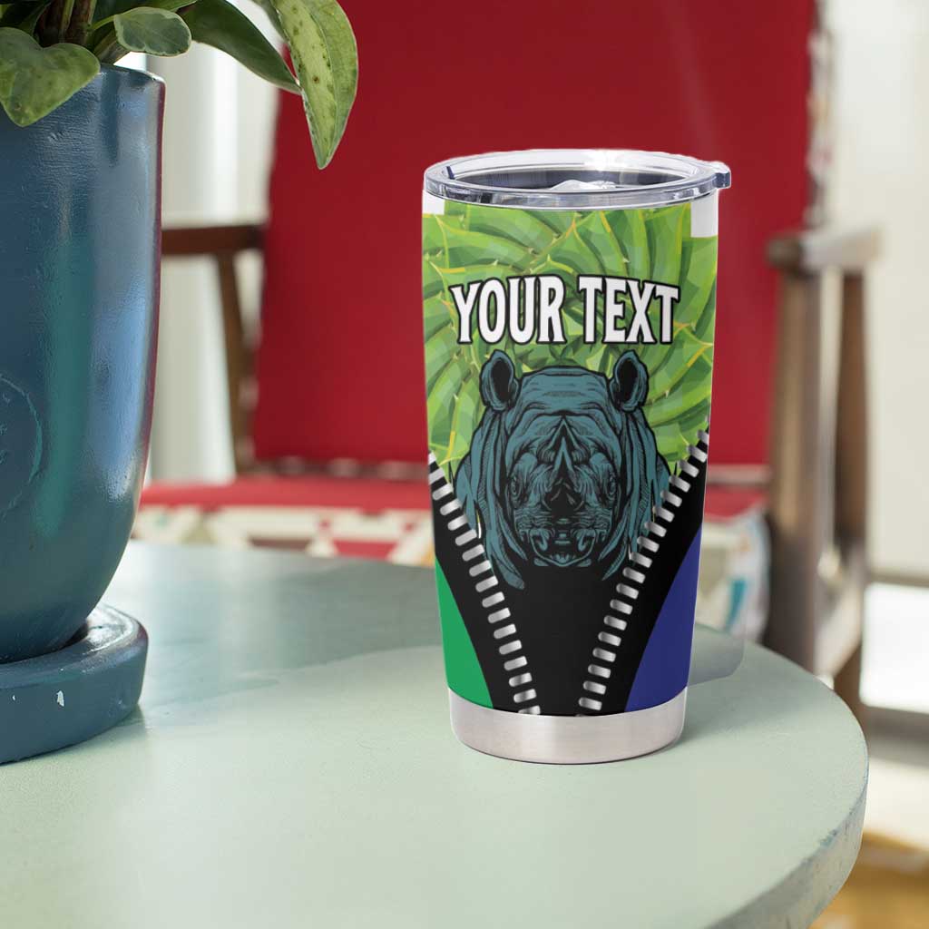 Personalised Lesotho Black Rhinoceros Tumbler Cup With Aloe Polyphylla