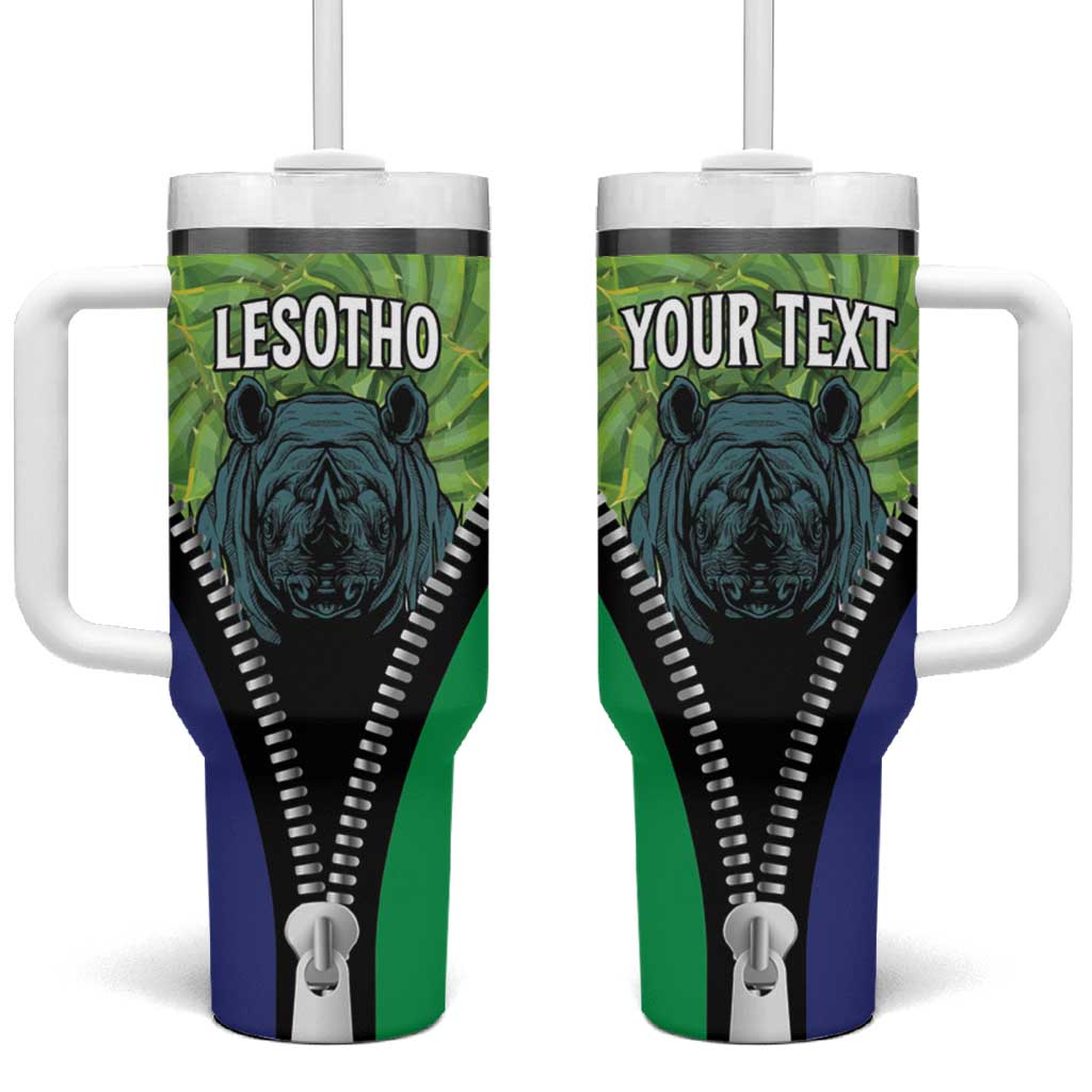 Personalised Lesotho Black Rhinoceros Tumbler With Handle With Aloe Polyphylla