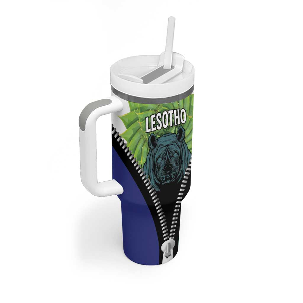 Personalised Lesotho Black Rhinoceros Tumbler With Handle With Aloe Polyphylla