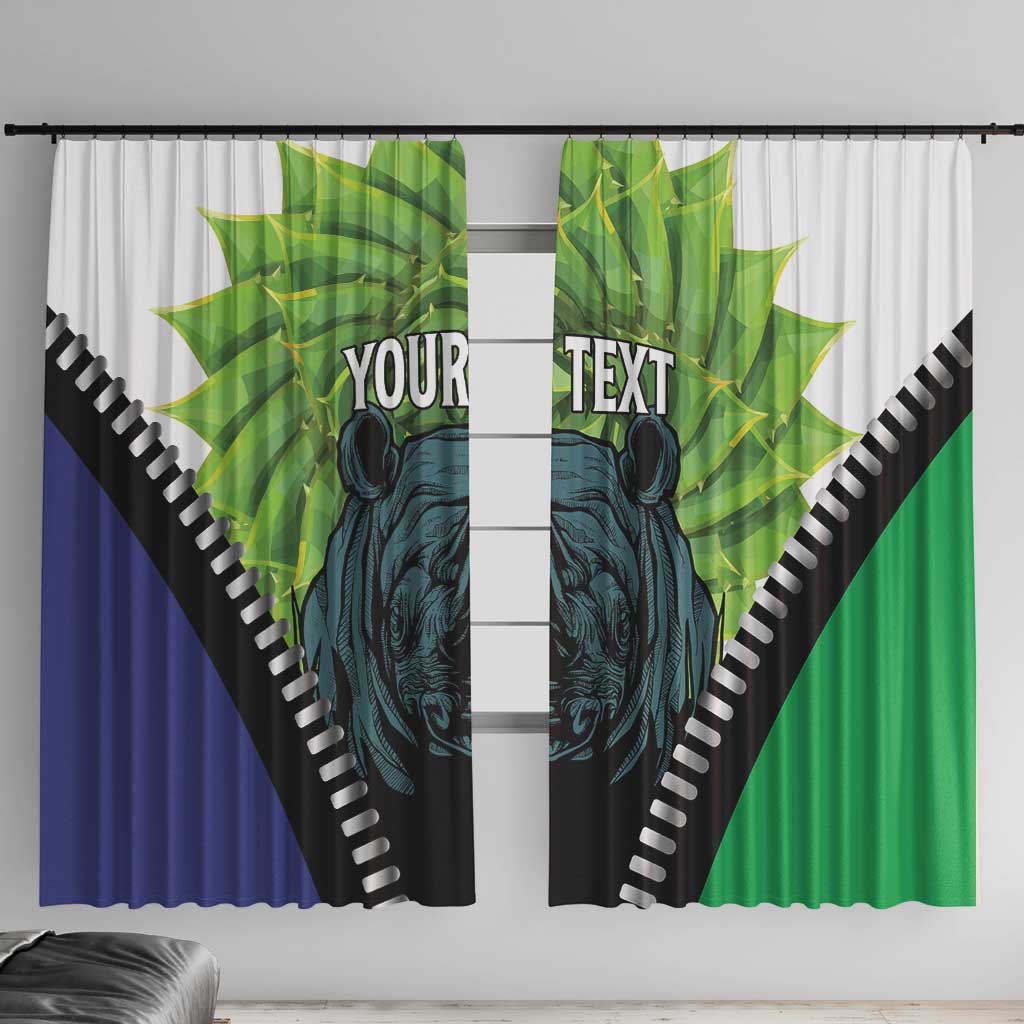 Personalised Lesotho Black Rhinoceros Window Curtain With Aloe Polyphylla
