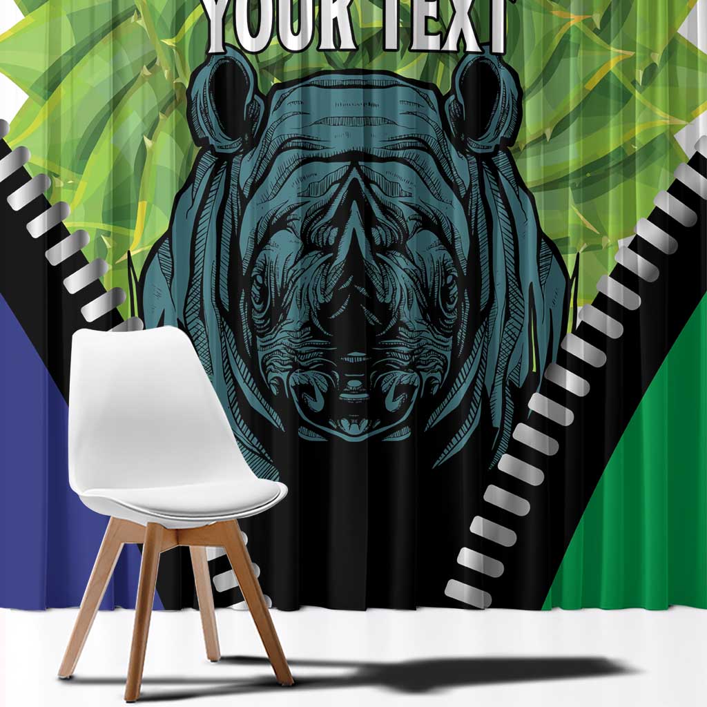 Personalised Lesotho Black Rhinoceros Window Curtain With Aloe Polyphylla