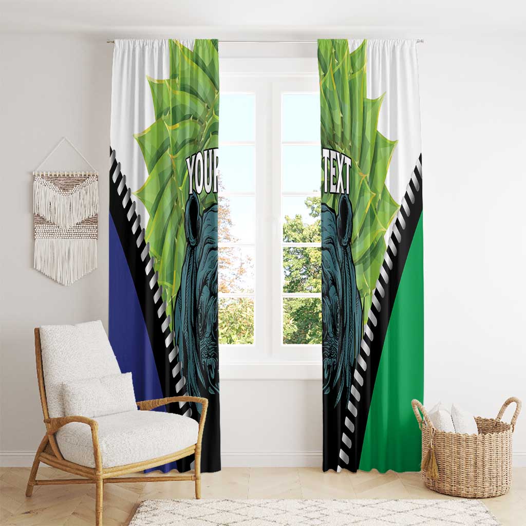 Personalised Lesotho Black Rhinoceros Window Curtain With Aloe Polyphylla