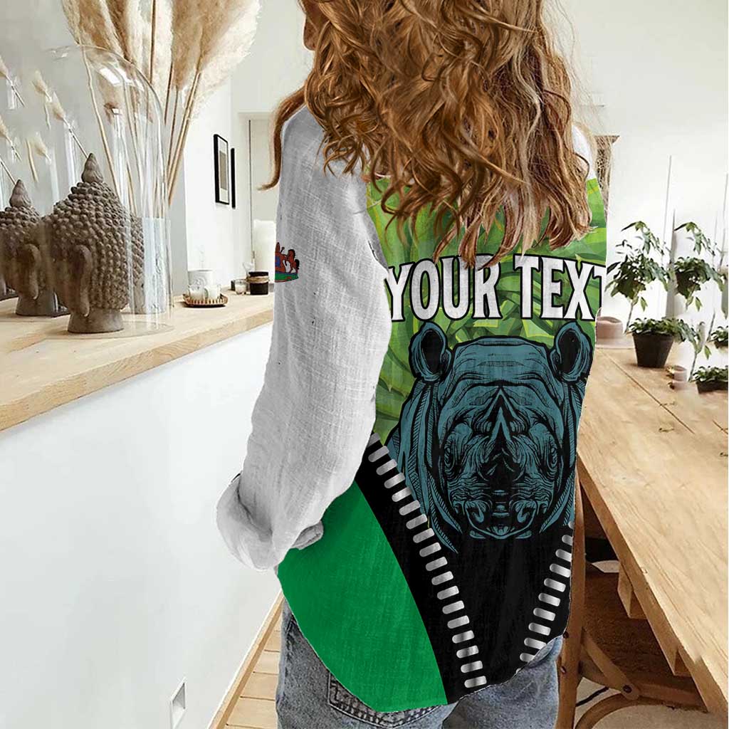 Personalised Lesotho Black Rhinoceros Women Casual Shirt With Aloe Polyphylla