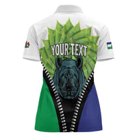 Personalised Lesotho Black Rhinoceros Women Polo Shirt With Aloe Polyphylla
