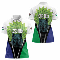 Personalised Lesotho Black Rhinoceros Women Polo Shirt With Aloe Polyphylla