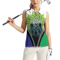 Personalised Lesotho Black Rhinoceros Women Sleeveless Polo Shirt With Aloe Polyphylla