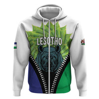 Personalised Lesotho Black Rhinoceros Zip Hoodie With Aloe Polyphylla
