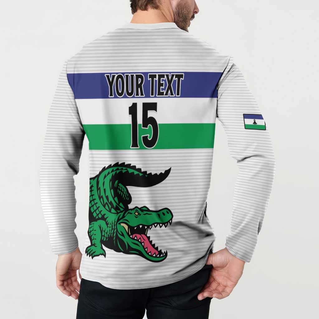 Custom Lesotho Football Button Sweatshirt Likuena For Victory