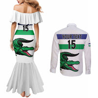 Custom Lesotho Football Couples Matching Mermaid Dress and Long Sleeve Button Shirt Likuena For Victory