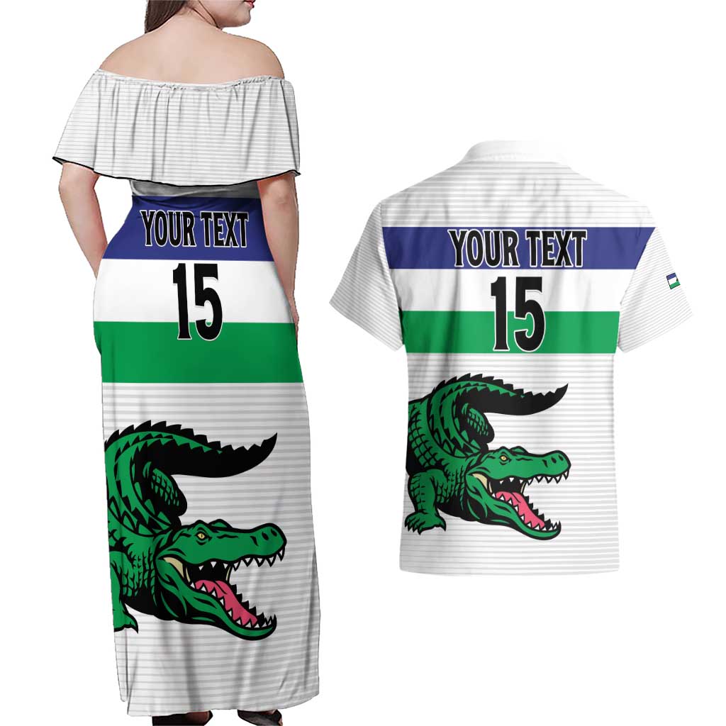 Custom Lesotho Football Couples Matching Off Shoulder Maxi Dress and Hawaiian Shirt Likuena For Victory