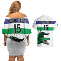 Custom Lesotho Football Couples Matching Off Shoulder Short Dress and Hawaiian Shirt Likuena For Victory