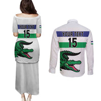 Custom Lesotho Football Couples Matching Puletasi and Long Sleeve Button Shirt Likuena For Victory