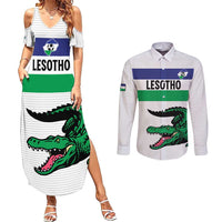 Custom Lesotho Football Couples Matching Summer Maxi Dress and Long Sleeve Button Shirt Likuena For Victory