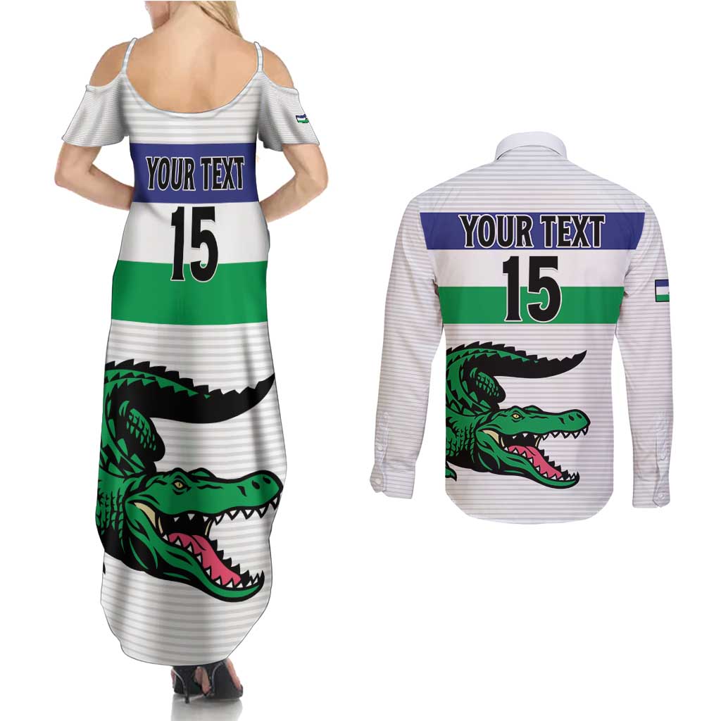 Custom Lesotho Football Couples Matching Summer Maxi Dress and Long Sleeve Button Shirt Likuena For Victory