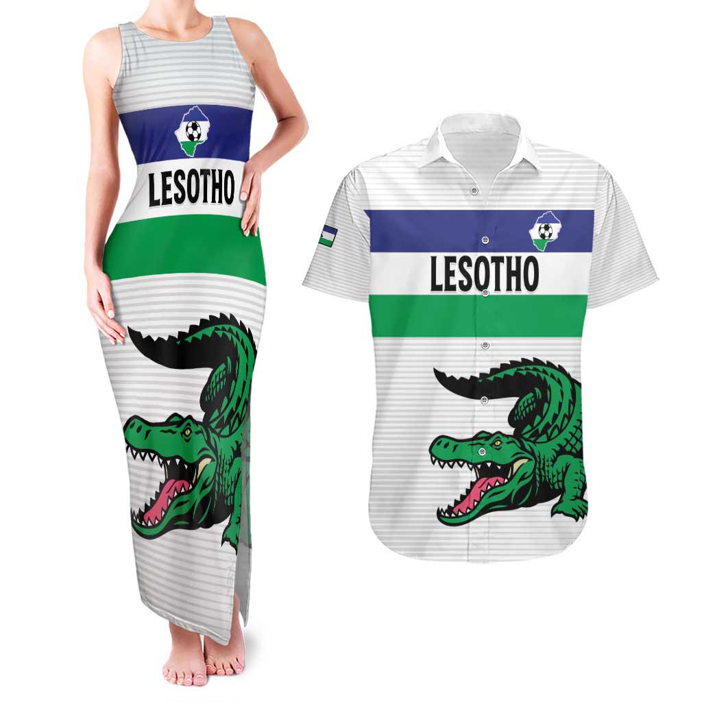 Custom Lesotho Football Couples Matching Tank Maxi Dress and Hawaiian Shirt Likuena For Victory