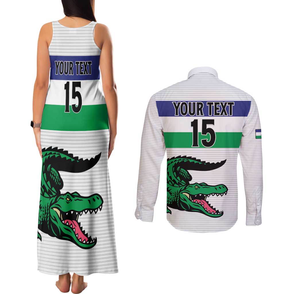Custom Lesotho Football Couples Matching Tank Maxi Dress and Long Sleeve Button Shirt Likuena For Victory