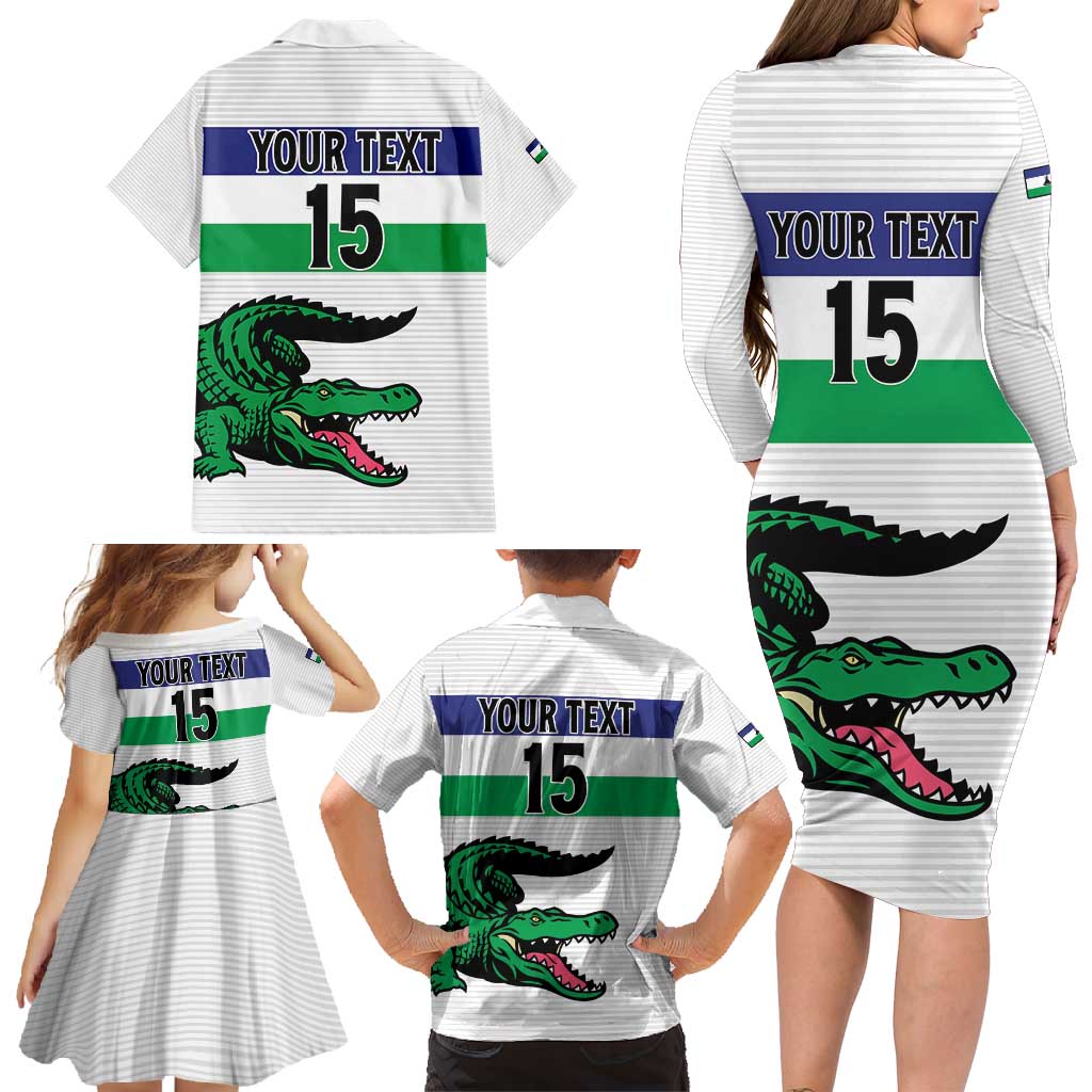 Custom Lesotho Football Family Matching Long Sleeve Bodycon Dress and Hawaiian Shirt Likuena For Victory
