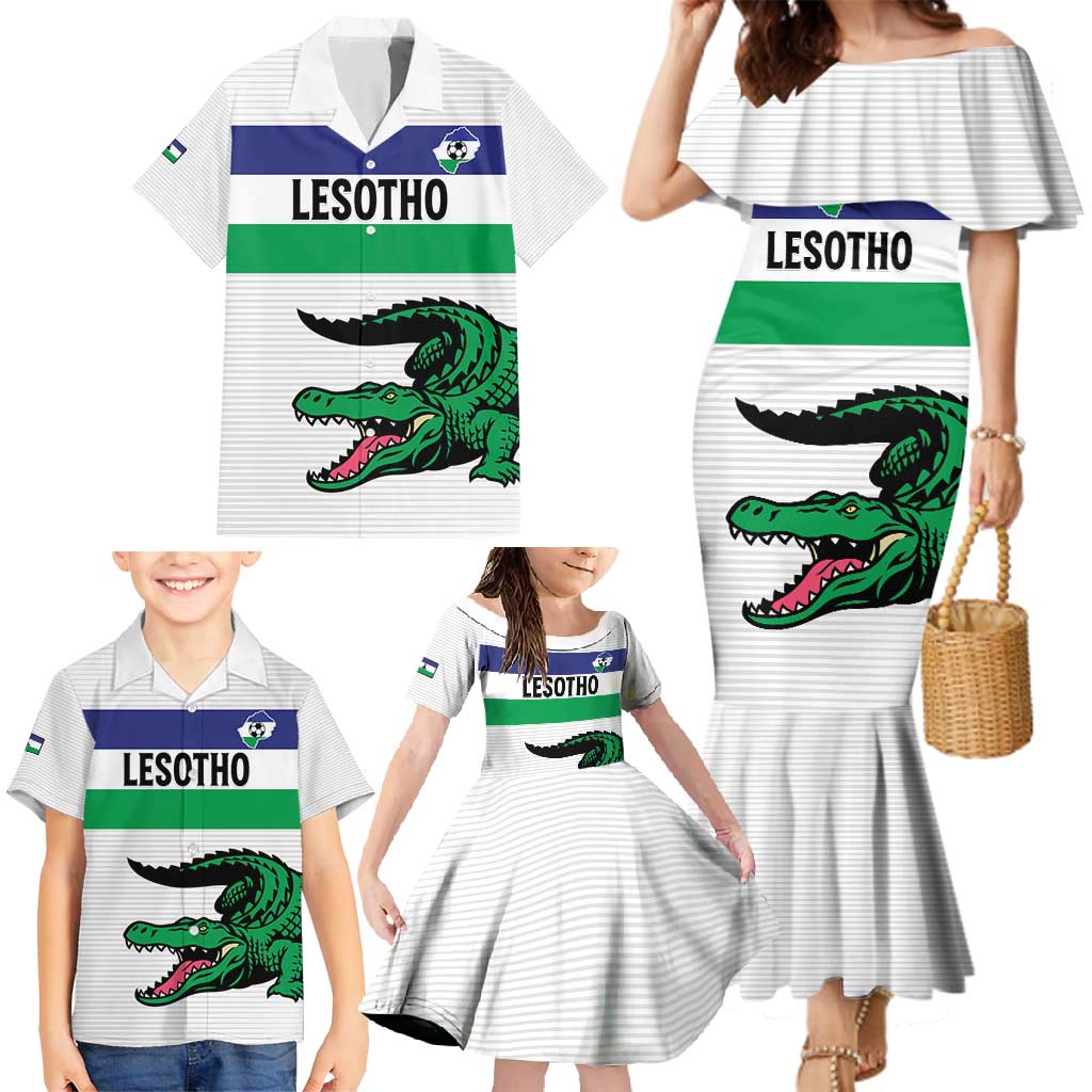 Custom Lesotho Football Family Matching Mermaid Dress and Hawaiian Shirt Likuena For Victory