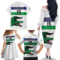 Custom Lesotho Football Family Matching Off The Shoulder Long Sleeve Dress and Hawaiian Shirt Likuena For Victory