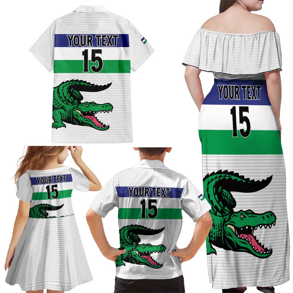 Custom Lesotho Football Family Matching Off Shoulder Maxi Dress and Hawaiian Shirt Likuena For Victory