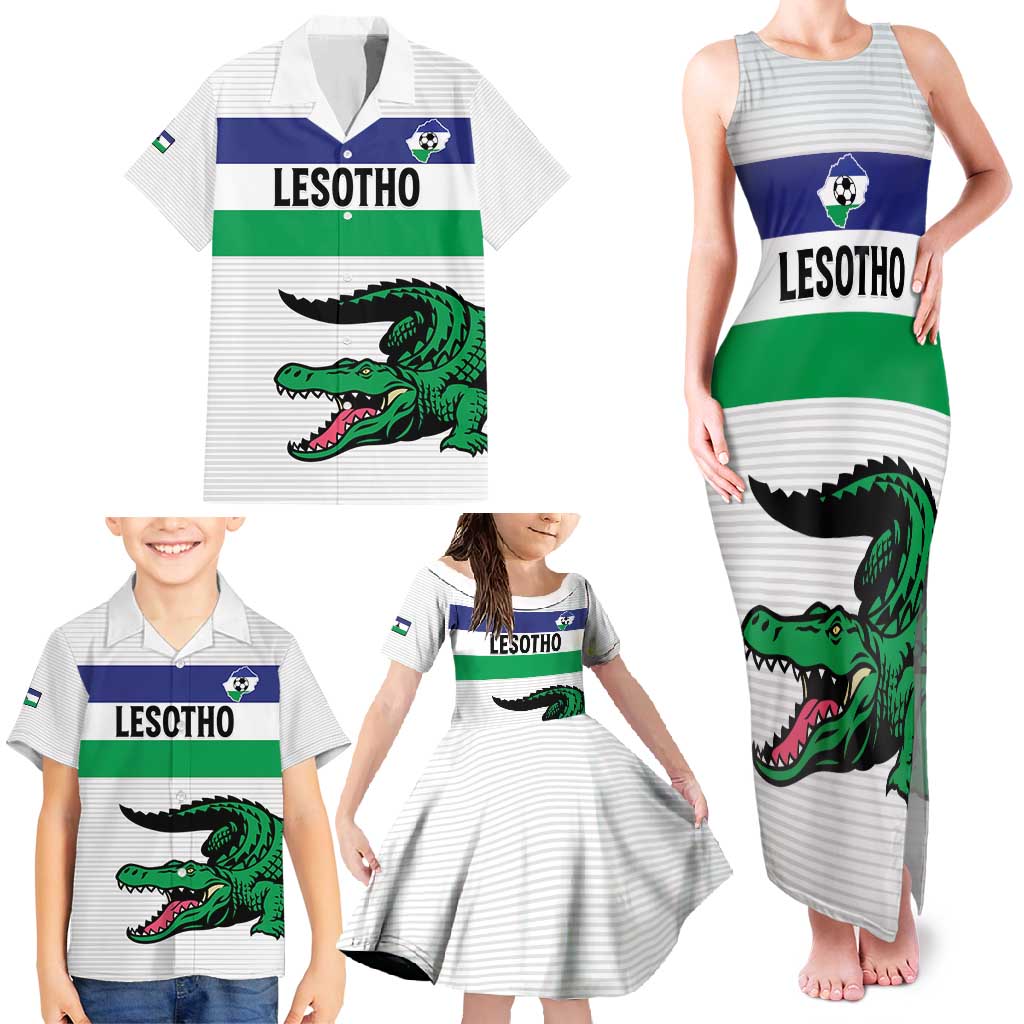 Custom Lesotho Football Family Matching Tank Maxi Dress and Hawaiian Shirt Likuena For Victory