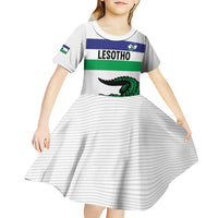 Custom Lesotho Football Kid Short Sleeve Dress Likuena For Victory