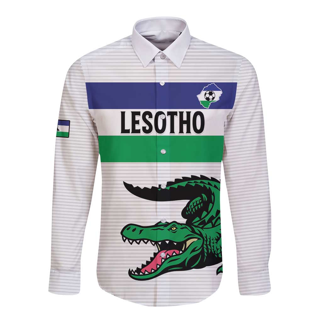Custom Lesotho Football Long Sleeve Button Shirt Likuena For Victory