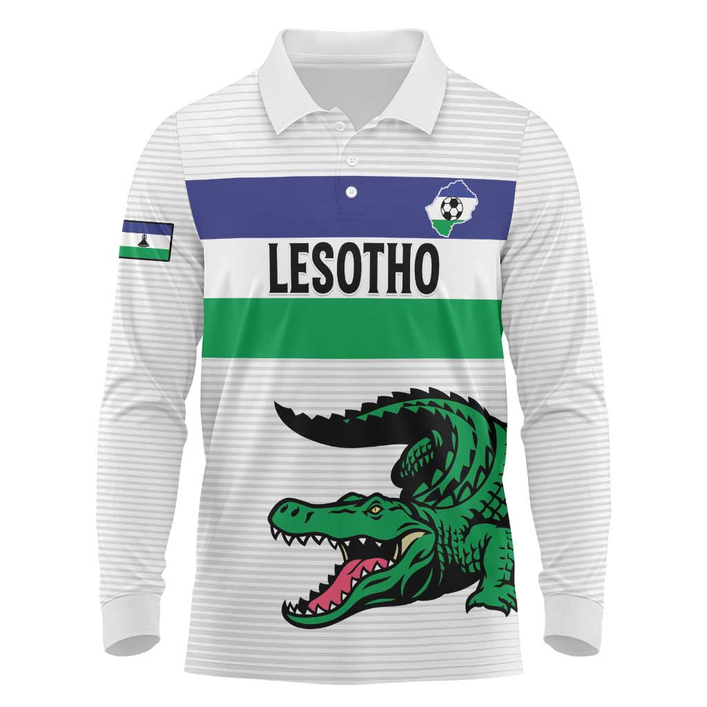 Custom Lesotho Football Long Sleeve Polo Shirt Likuena For Victory