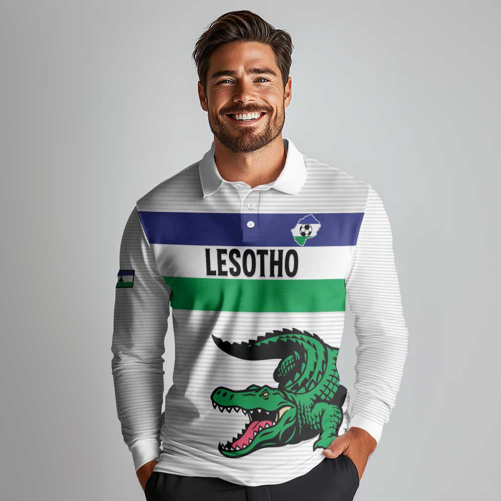 Custom Lesotho Football Long Sleeve Polo Shirt Likuena For Victory