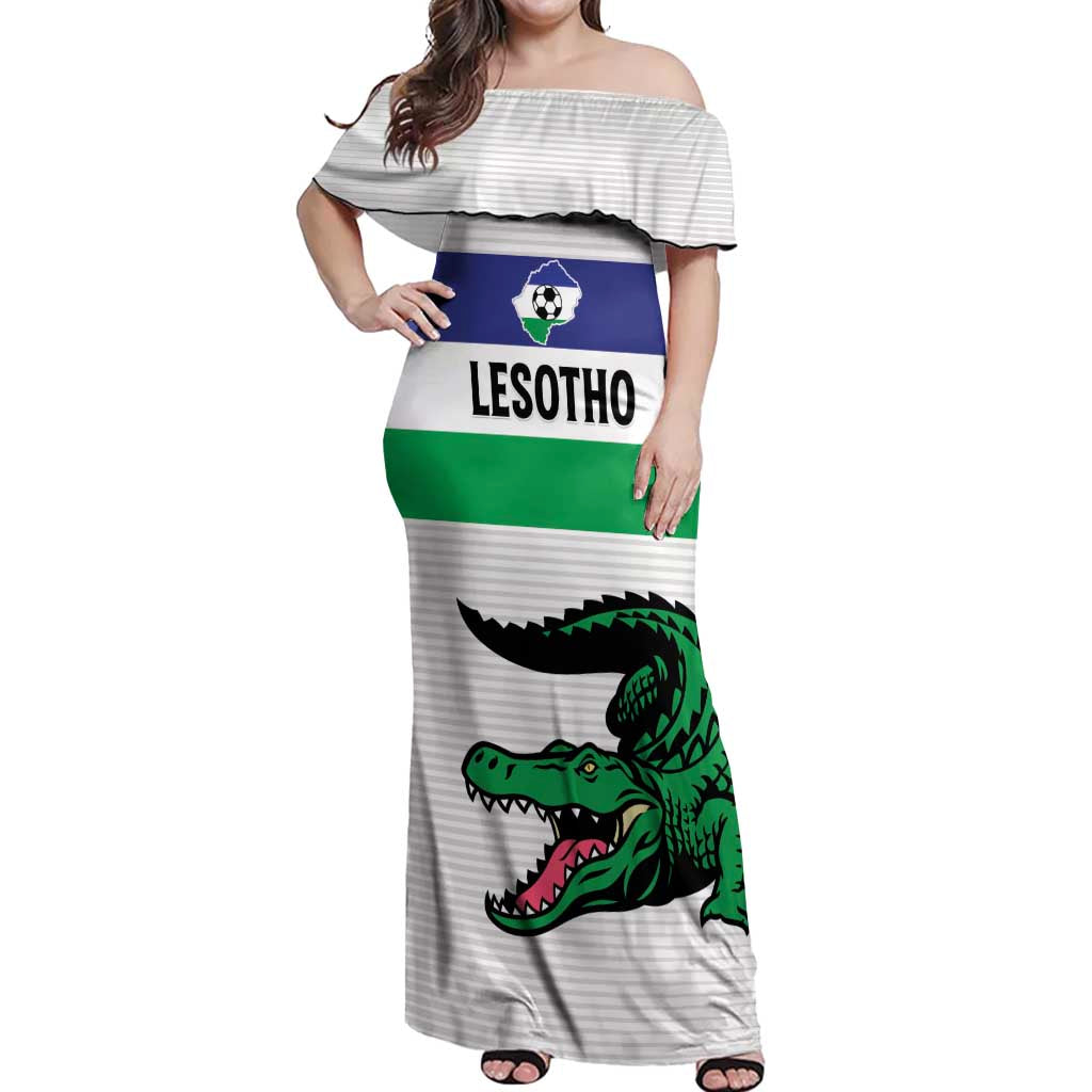 Custom Lesotho Football Off Shoulder Maxi Dress Likuena For Victory