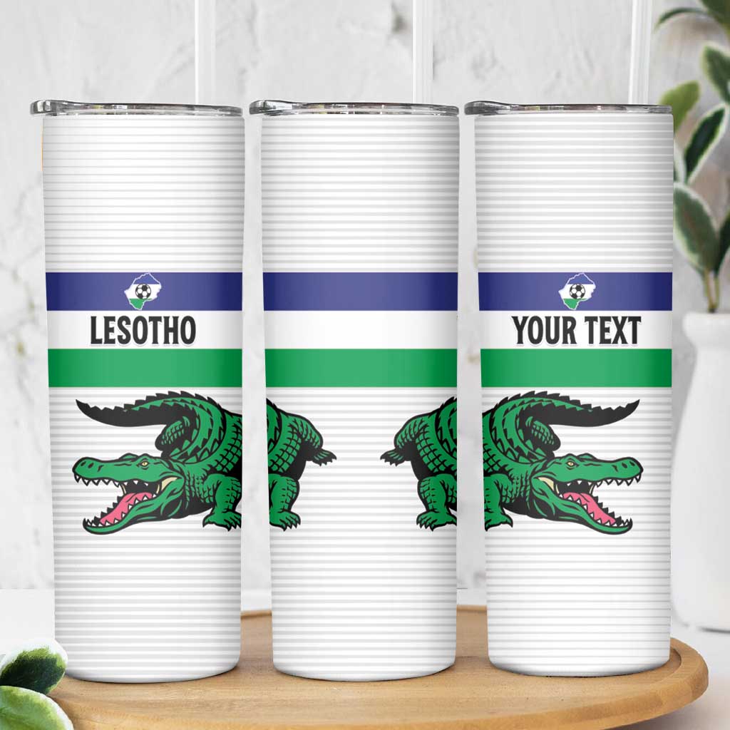 Custom Lesotho Football Skinny Tumbler Likuena For Victory