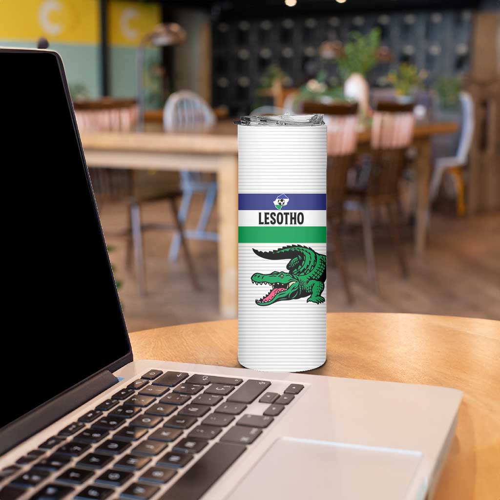 Custom Lesotho Football Skinny Tumbler Likuena For Victory