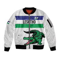 Custom Lesotho Football Sleeve Zip Bomber Jacket Likuena For Victory